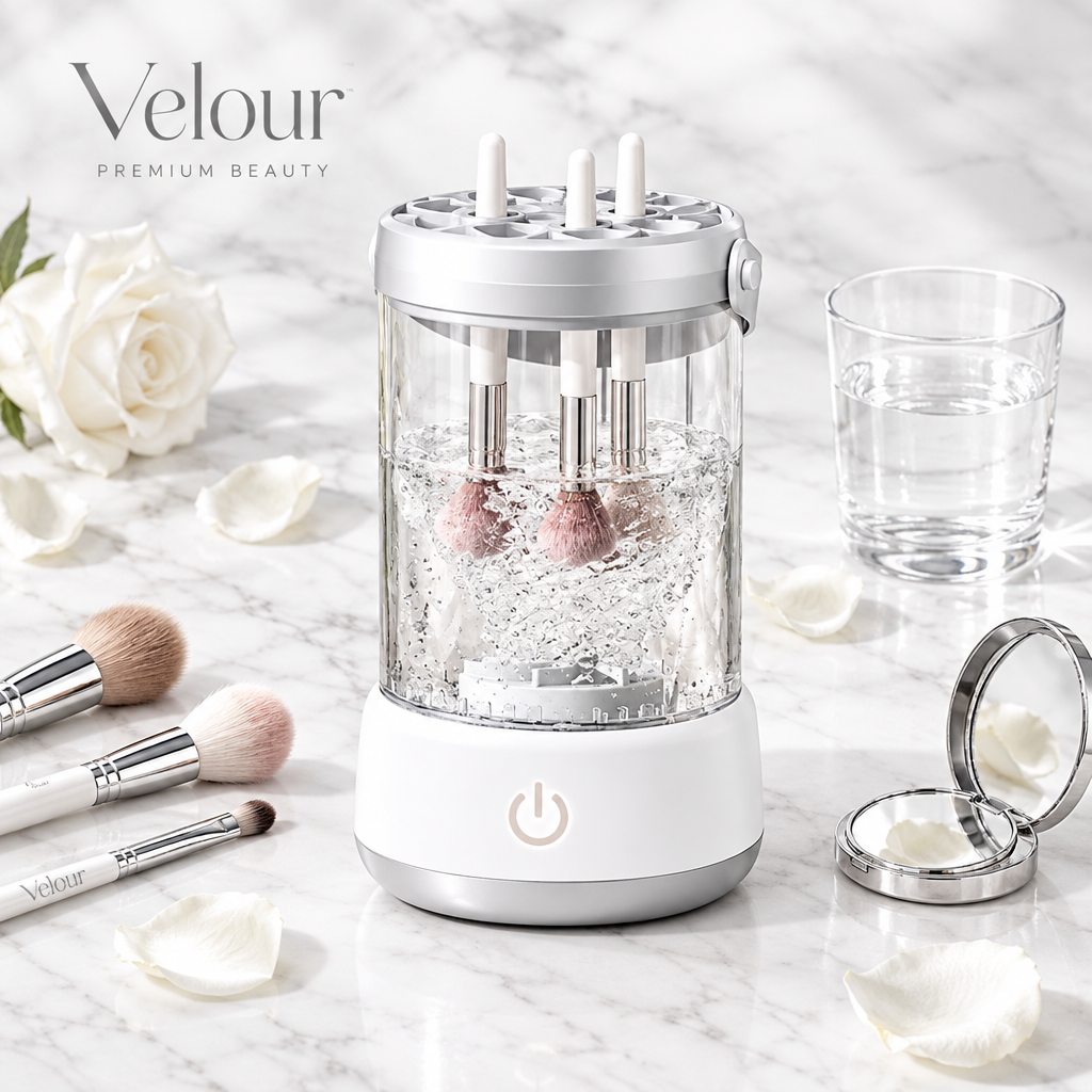 Velour makeup brush cleaner and dryer